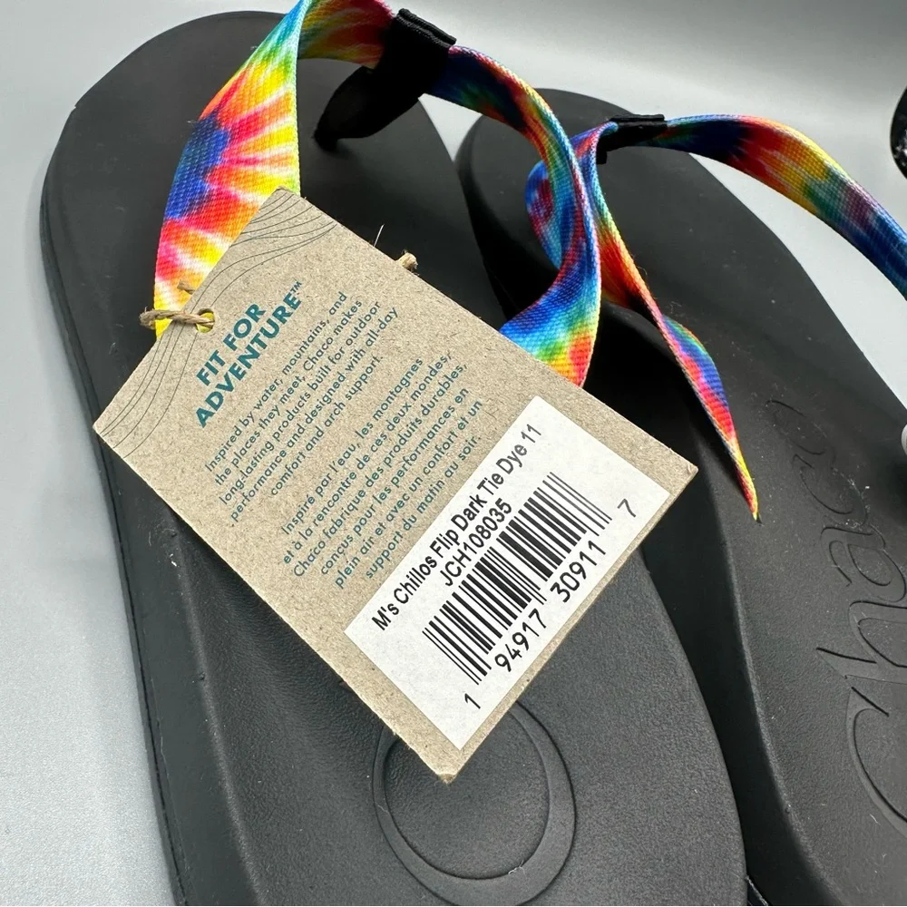 NEW Chaco Chillos Mens Size 11 Dark Tie Dye Slip On Flip Flop Sandals